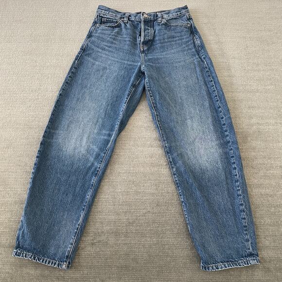 Banana Republic Jeans Women 28 Mid Wash Ultra High Rise Barrel Leg Button Fly - Picture 1 of 10